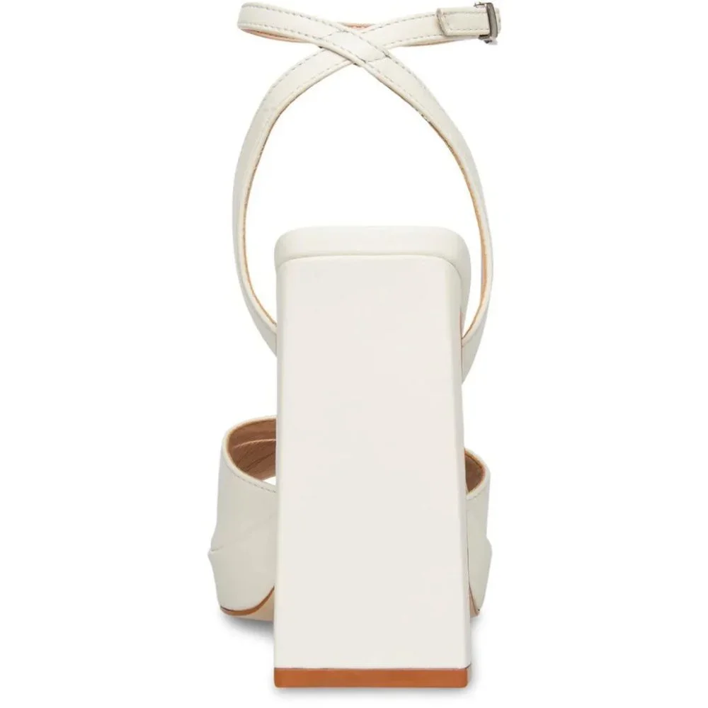 STEVE MADDEN PROPEL WHITE LEAT PLATFORM HEEL - Picture 3 of 3